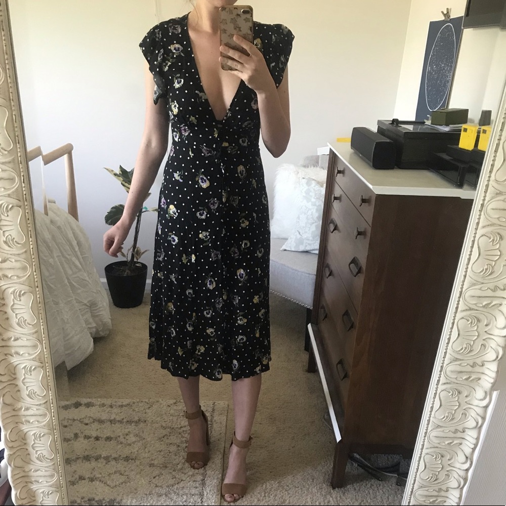 Forever 21 low V midi dress